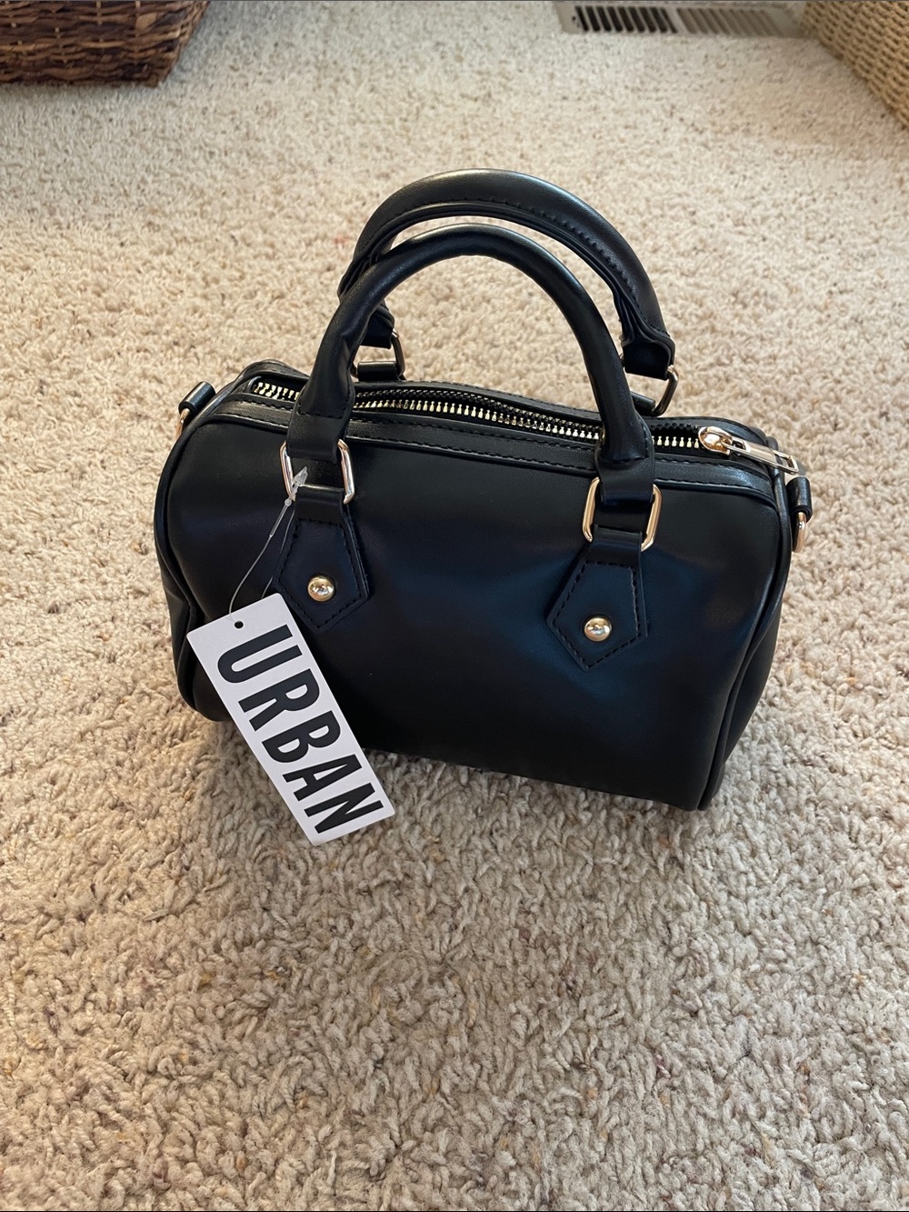 Urban Outfitters Black Mini Dome Satchel with Gold Hardware!